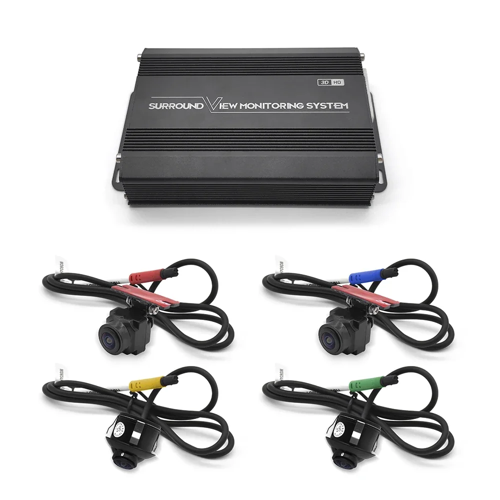 3D HD 서라운드 뷰 모니터링 범용 360도 시스템 (4개 카메라 DVR 레코더 포함) 후방 전방 우측 좌측 카메라