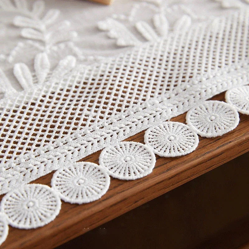 White Lace Table Runner 14x120 Inch for Boho Wedding Baby Shower Bridal Shower Party Rectangle Vintage Floral Outdoor Decoration