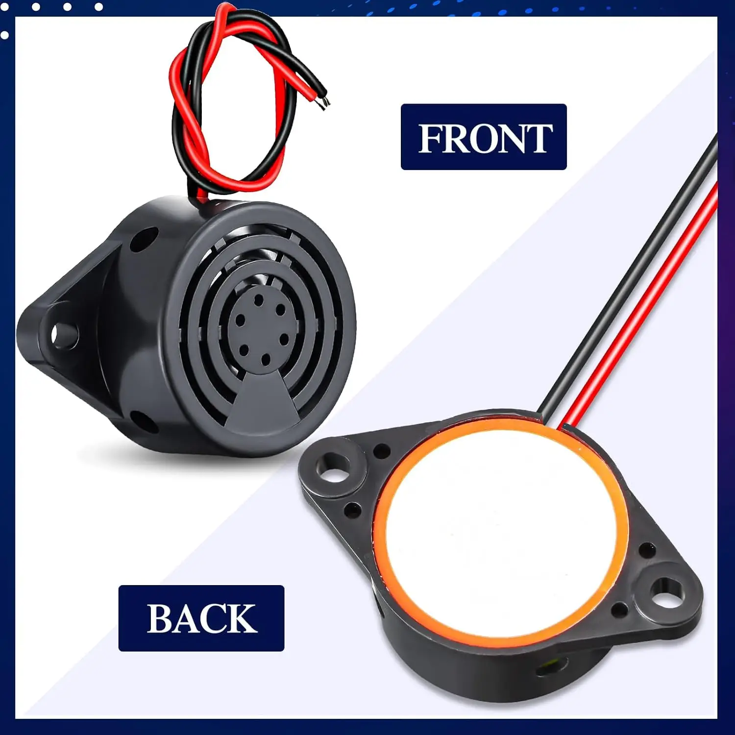 6개 DC 3-24V 95dB 전자 버저 액티브 피에조 버저 알람 사운더 연속음 비프음, 블랙