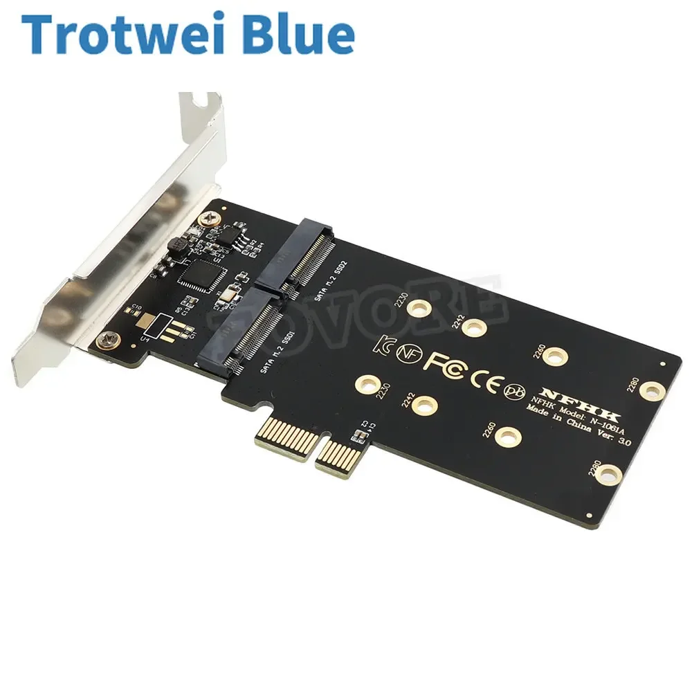 PCIE To M.2 Adapter PCI Express X1 3.0 2 Ports B Key M2 NGFF SATA SSD Adapter PCI-E M.2 Adapter Expansion Card Riser
