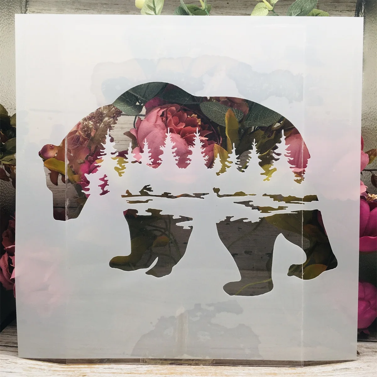 

30*30cm Big Bear Forest DIY Layering Stencils Wall Painting Scrapbook Coloring Embossing Album Decorative Template