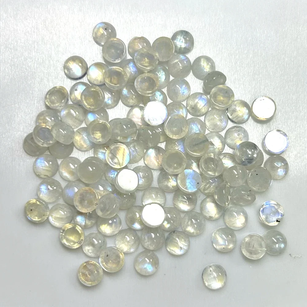 20 Pieces 1 Bag Round 8mm Natural Moonstone Cabochon Flatback Gemstone On Sale
