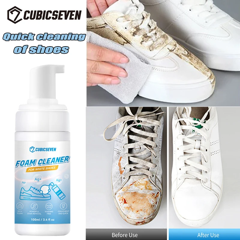 CubicSeven White Shoe Mousse Cleaner Portable White Decontamination  Whitening Sneakers Casual Shoes Foam Cleaner