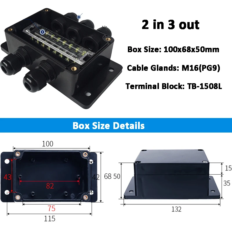 AcbbNS IP67 Waterproof Junction Box With Clear Hinged Lid, ABS Plastic - View #3