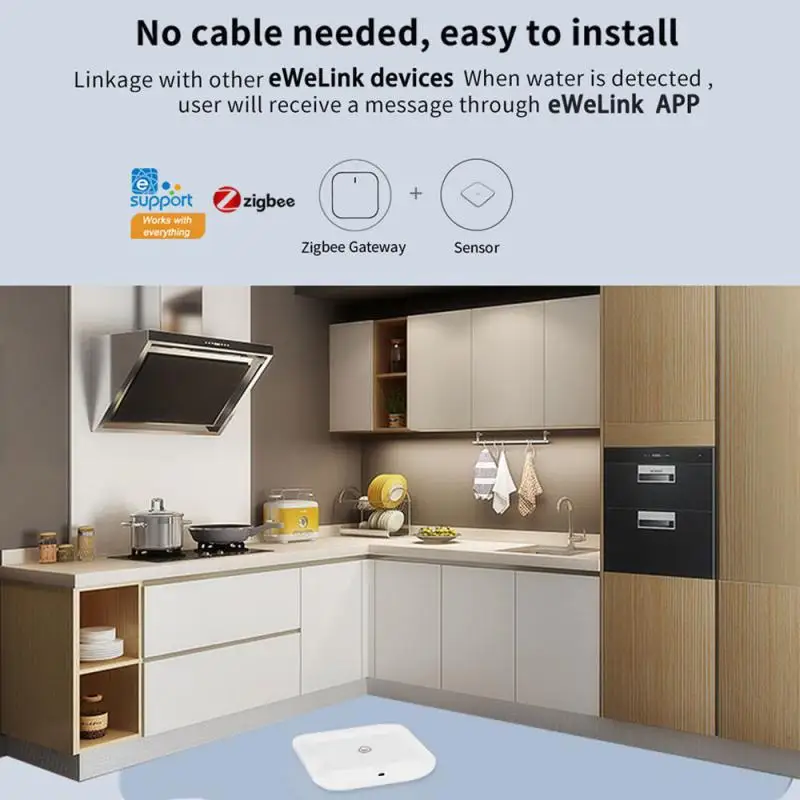 Ewelink Zigbee 스마트 홈 누수 센서, 무선 침수 감지기, 누수 감지 경고, 수위 넘침 경보