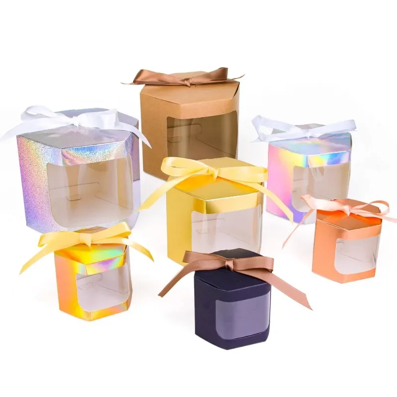 

Window Opening Gift Box Thickened Colorful Wedding Dessert Cake Candy Boxs Store Mousse Pastry Folding Packaging Paper Box