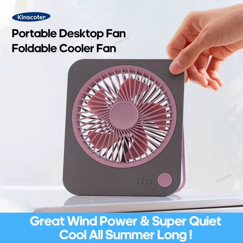 USB Desk Fan Strong Airflow & Quiet Operation 3 Speed Wind Mini Table Fan for Home Office Bedroom Table