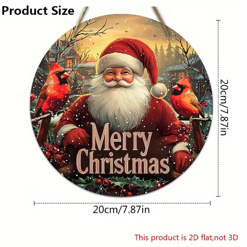 Christmas Cardinal Wooden Wreath Sign – Festive Hanging Santa Claus Holiday Door & Wall Decoration 5