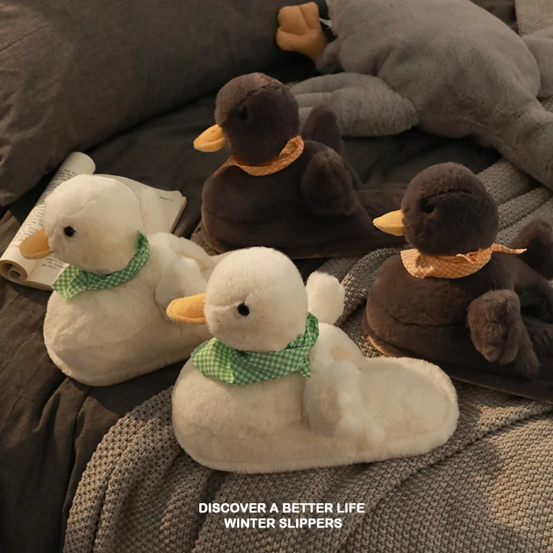 

Cute White Duck Slippers for Women Indoor Home Comfort High Quality Plush Slippers for Girls Sister Gift Kawaii Cute Shoes Slide