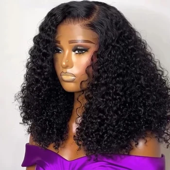 Brazilian Deep Wave Bob Wig 13x4 Glueless Lace Frontal Wig Human Hair Natural Hairline Remy Short Curly Wig Preplucked Baby Hair 1