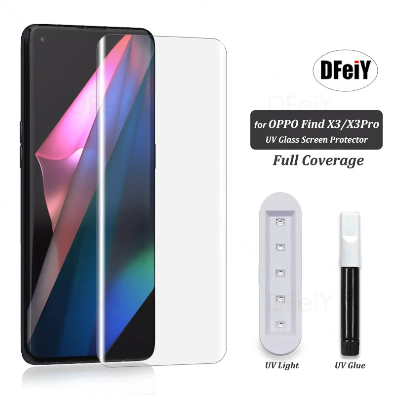 

DFeiY UV Glass for OPPO Find X3 Pro Full Coverage UV Screen Protector for oppo find x3 find x3 neo Tempered Glass Film