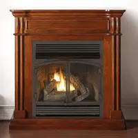 Dual Fuel Ventless Gas Fireplace System with Mantle Thermostat Control 6 Fire Logs Use with Natural Gas or Liquid Propane 1