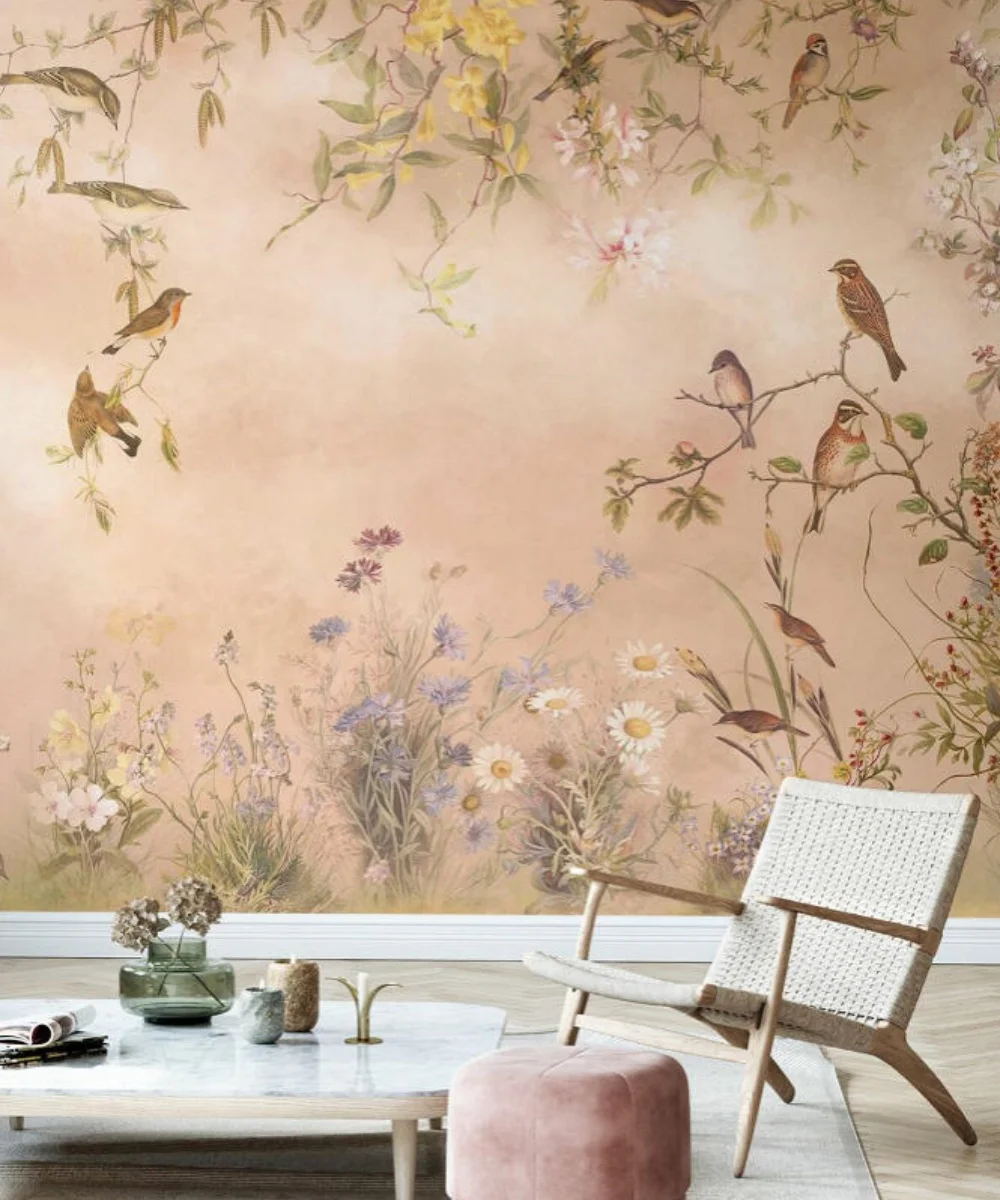 Papier peint personnalisé, de toutes dimensions, motif moderne de fleurs et d’oiseaux, feuilles de plantes, photo murale, décoration murale pour fond de télévision, papier peint 3D. 1