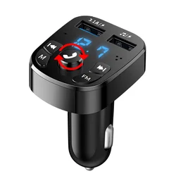 Wireless Bluetooth 5.0 FM Transmitter Car Kit with MP3 Player & Dual USB Fast Charger (Knob type)