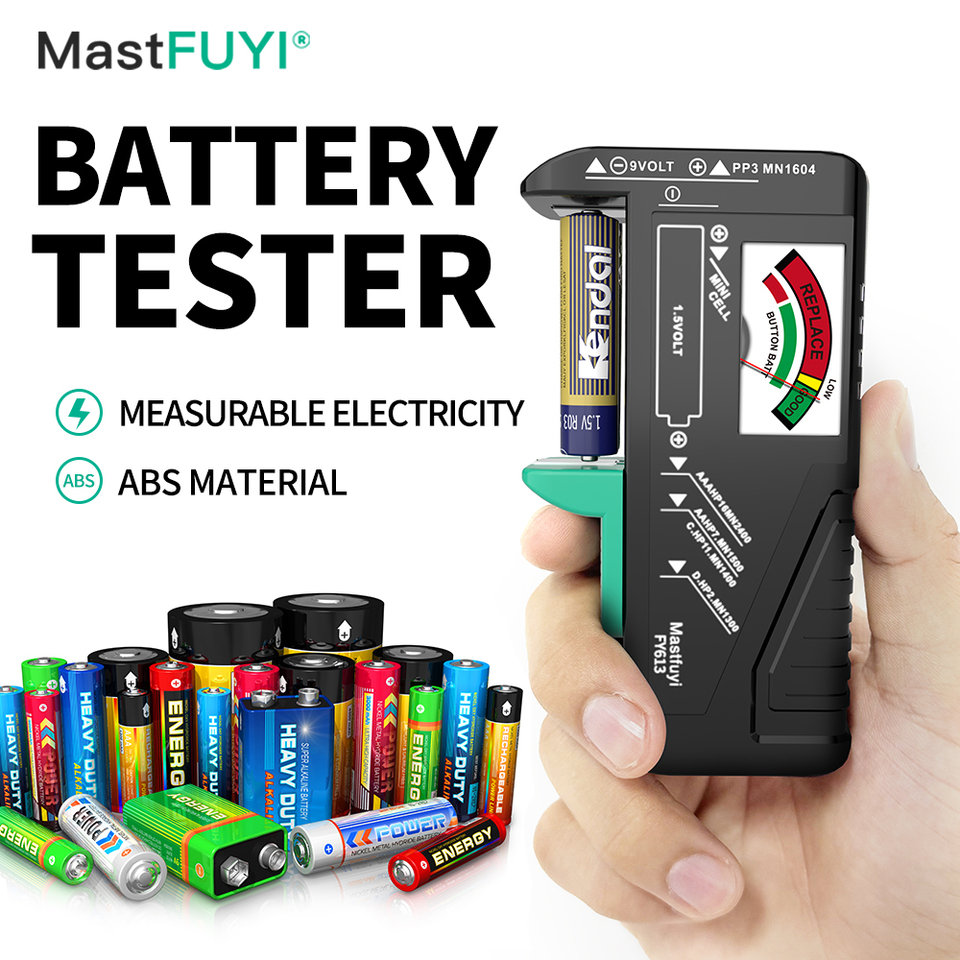 MASTFUYI Handheld Battery Tester Universal Battery 1.5V 9V AA AAA Coin Cell Battery Diagnostic Tool Battery health visualization