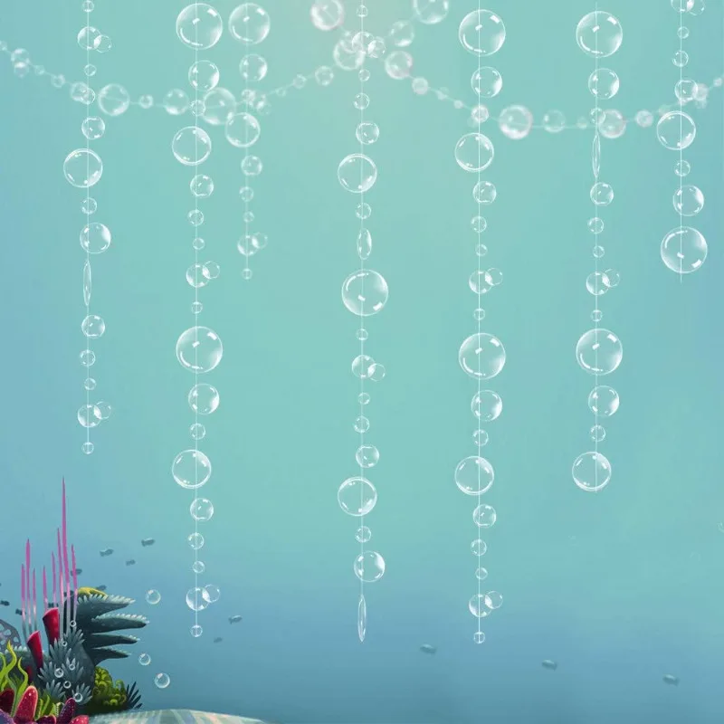 Under The Sea White Bubble Garlands Mermaid Birthday Party Decoration Hanging Streamer Banner Backdrop Kids Ocean Party Supplies