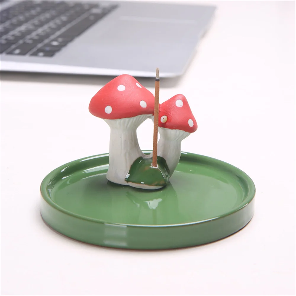 

Hot 60pcs/lot Resin Mushroom Incense Holder Handmade Insense Stick Burner Ash catcher Tray for Yoga Meditation