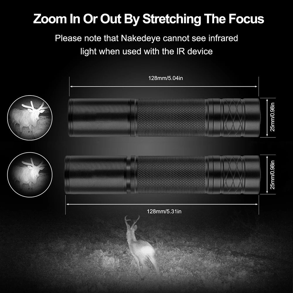 Description Picture 3 of item850nm/940nm LED Infrared Flashlight Zoomable IR Illuminator Hunting Night Vision Torch Linterna Tactical Weapon Gun Lights