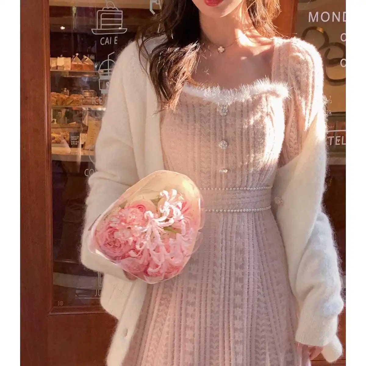 

Женское бархатное платье с квадратным вырезом, осенне-зимнее облегающее платье с жемчужными вставками, французская винтажная юбка V283