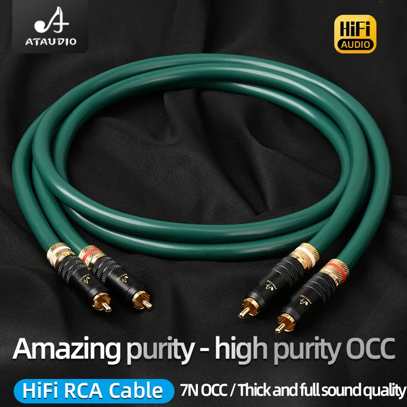 ATAUDIO One Pair HiFi RCA Cable 7N OCC 2-core with Shielding High-performance Audio Cable for CD Player Amplifier