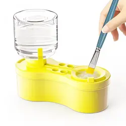 Innovative Automatic Paint Brush Cleaning System with Drain Button and Water Circulation (Yellow)