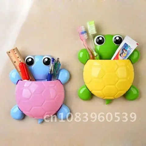 

Cartoon Turtle Toothbrush Holder Cute Toothpaste Organizer Wall Suction Toothpaste Storage Rack Bathroom Accessories