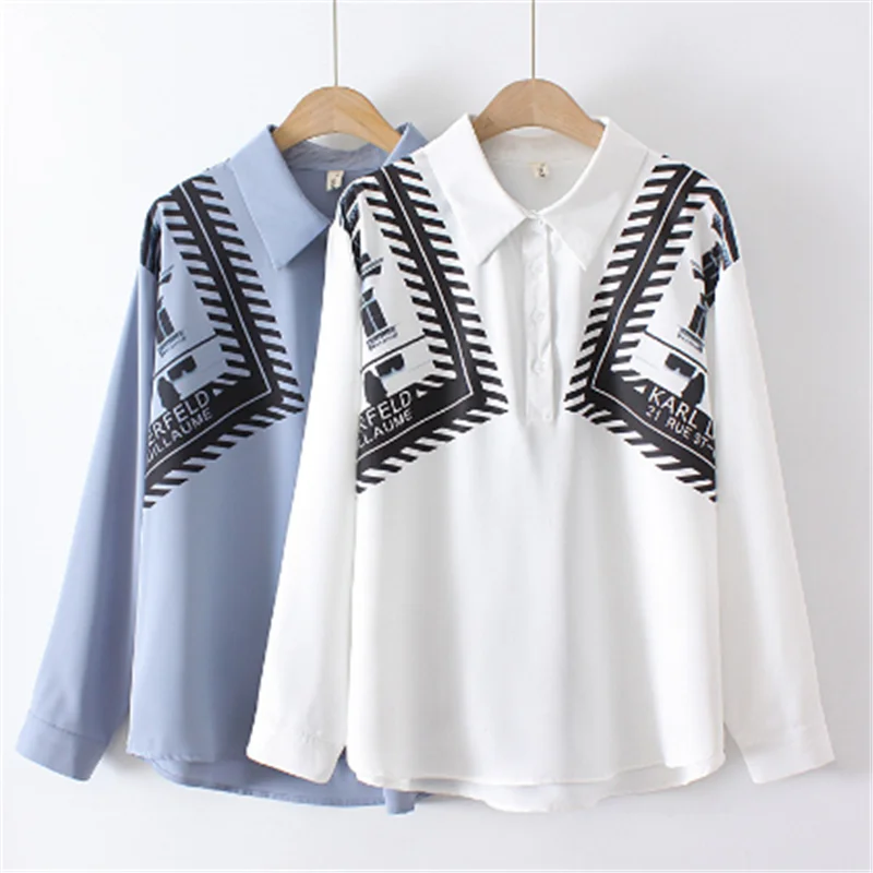 

Beautiful Women PLUS-Size Women's 2023 Spring And Autumn Printed Pullover Blouse Plus-Size Women's Loose Casual Shirt