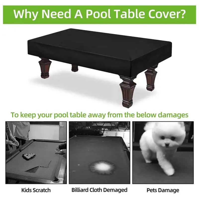 Pool Table Cover 210D Oxford Cloth Waterproof Pool Table Cover with Drawstring | 7/8/9 Ft Indoor Outdoor Protector Cover 3
