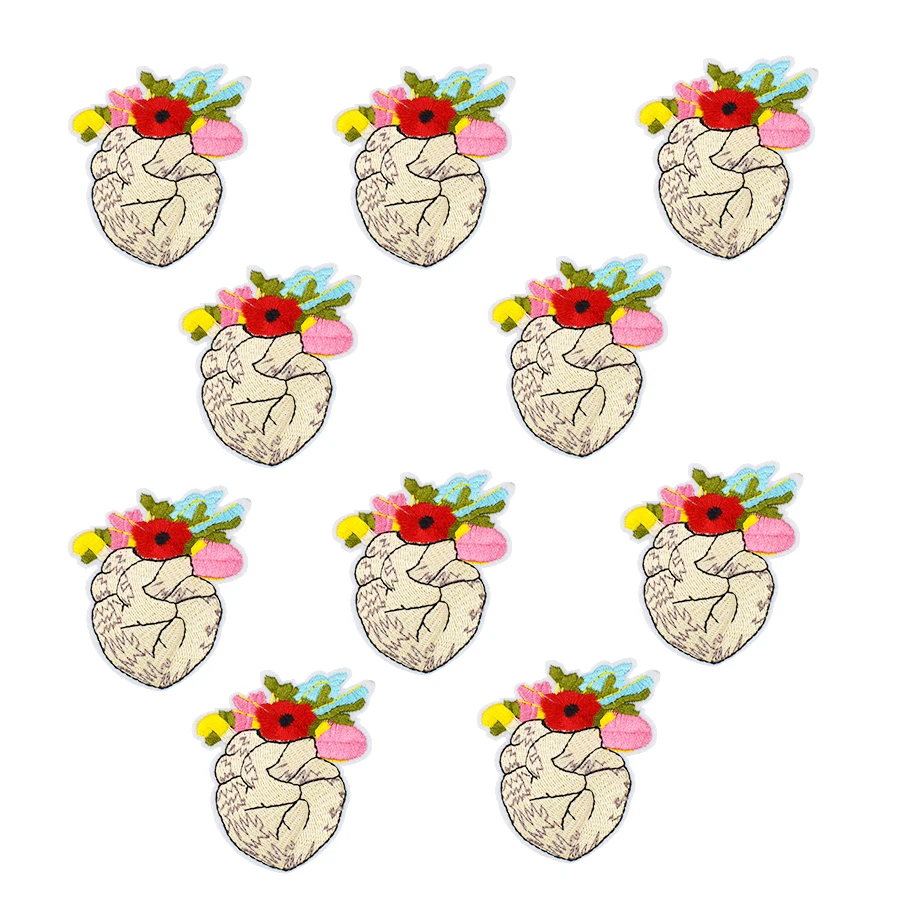 

Patches for Clothes Bag Iron on Applique Cartoon Organ Stripes Sew Embroidery Patch for Jacket Clothes Heart Accessories 10 PCS