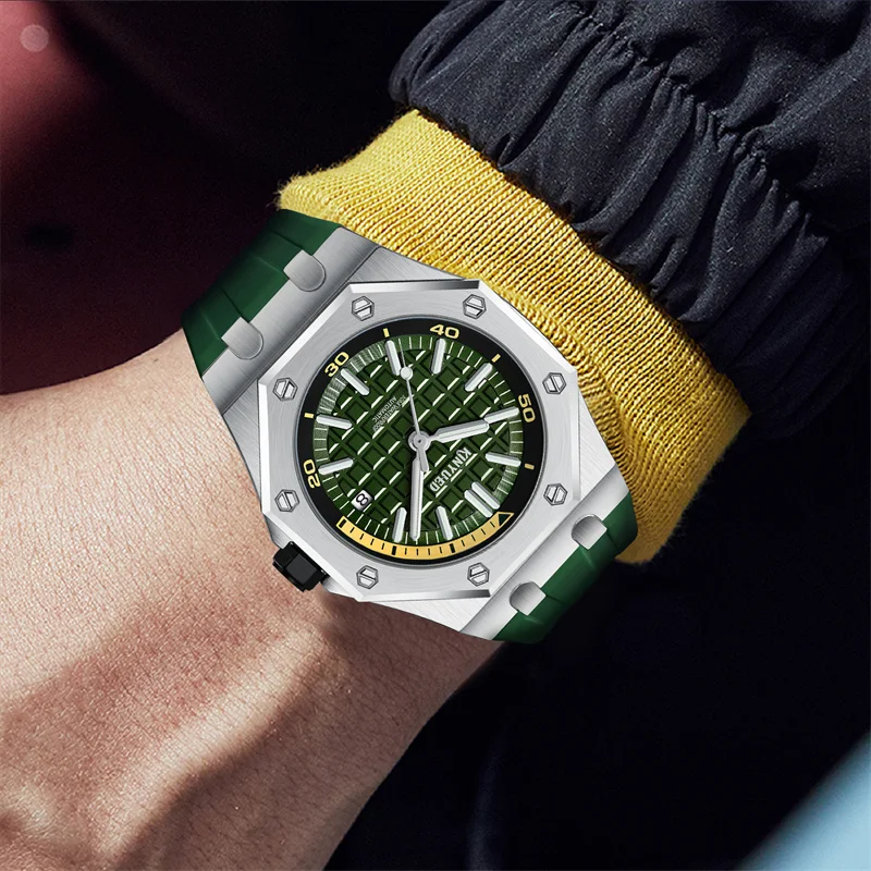 Kinyued Men 30m Waterproof Watches Mens Mechanical Automatic Date Display Analog Watch For Man Waterproof Bracelet Wristwatches