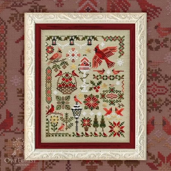 Cross Stitch Kit Red Bird Geometry 16CT 14CT 18CT DIY Cross Stitch