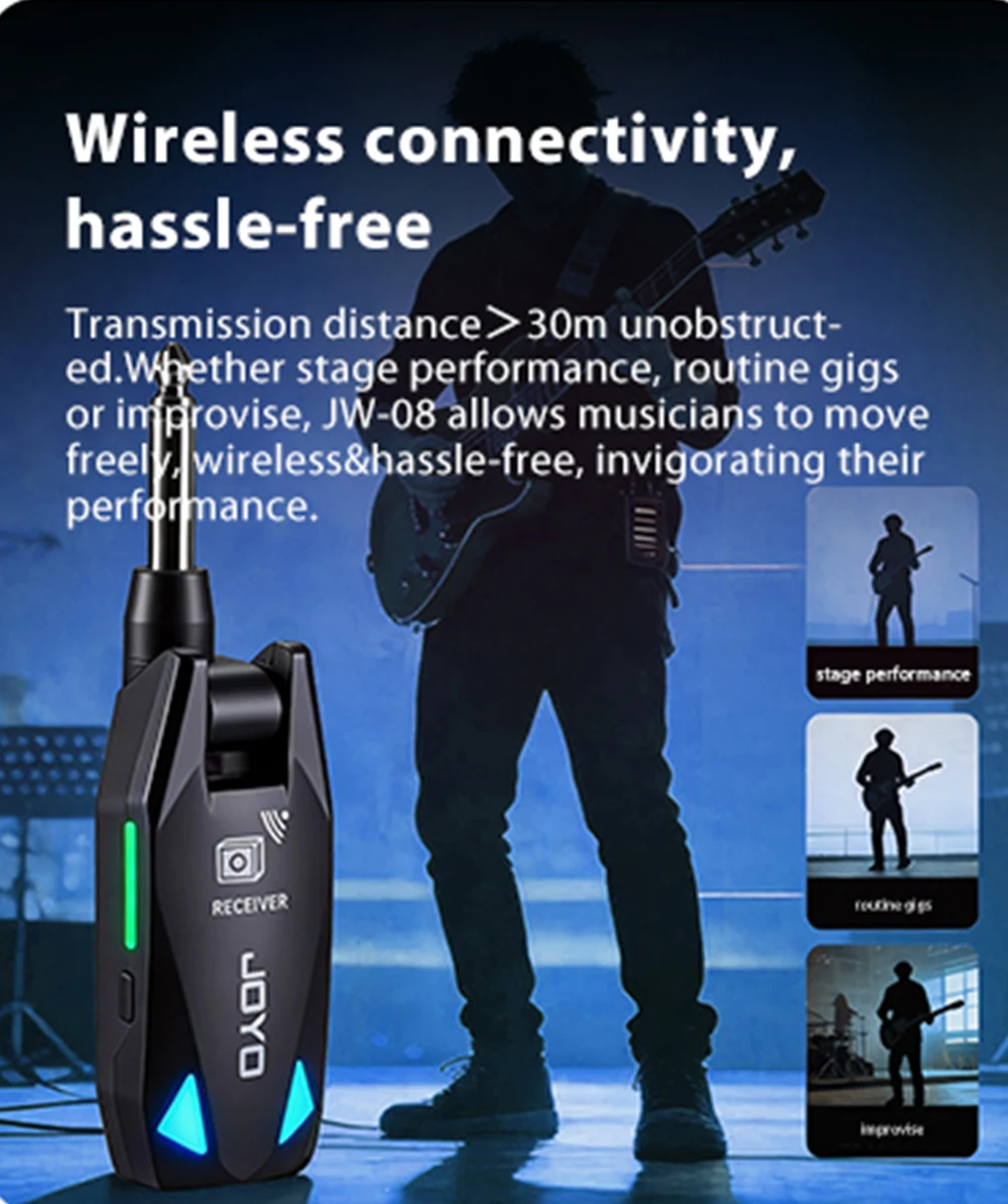 JW-08 Wireless Audio Transmitter Receiver UHF Anti-interference Band 2MS Low Lat