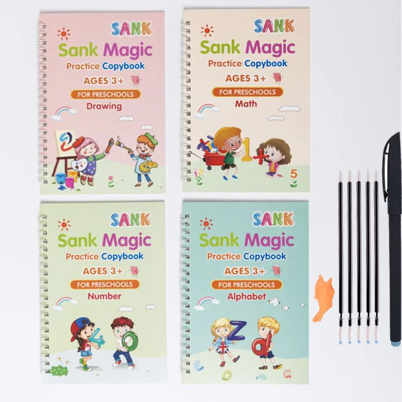 Sank Lettering Calligraphy Set Books for Kids Reusable Montessori Copybook  for French Child Magic Book Groove