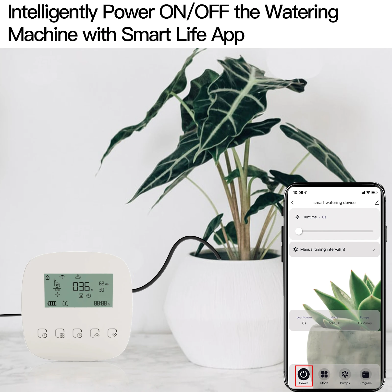

Smart Watering System WiFi Control Programmable Watering Time Built-in Battery Solar Panel Compatible with Alexa Google Home