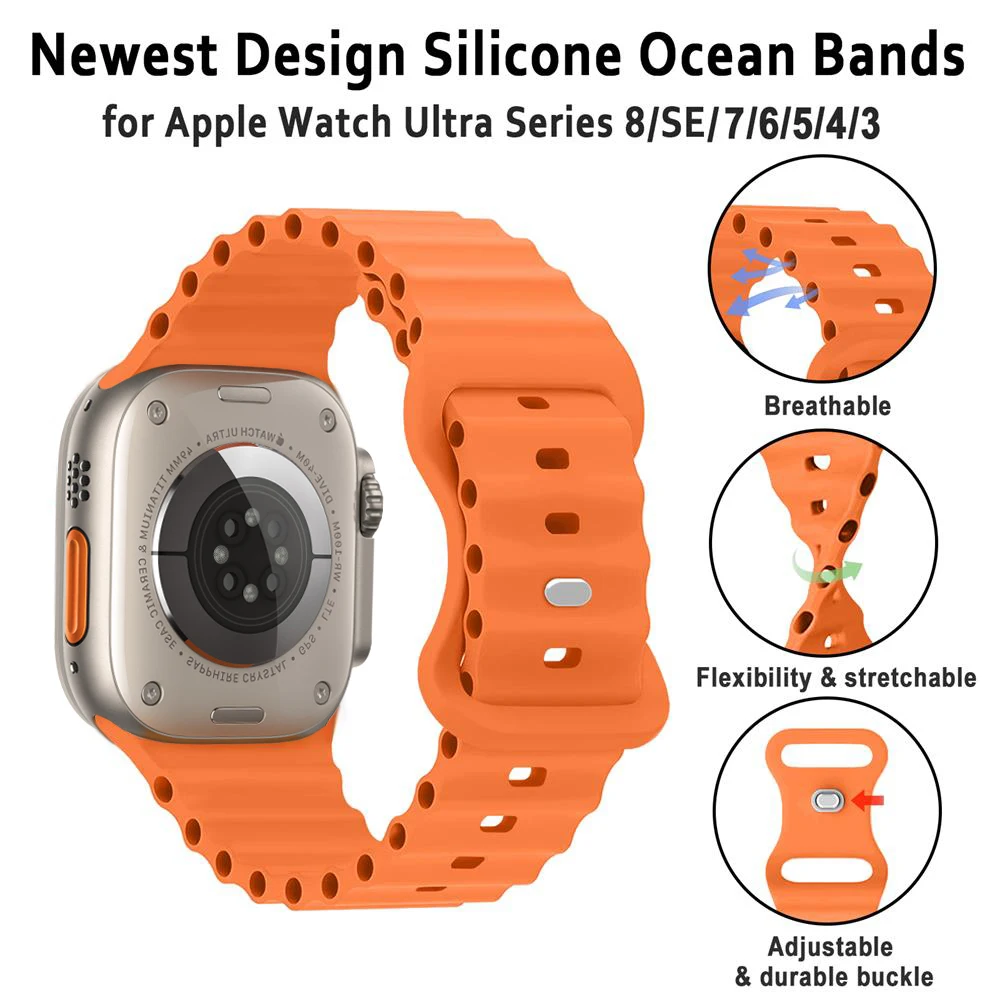 Ocean Band for Apple Watch Ultra Strap 49mm 45mm 44mm 40mm