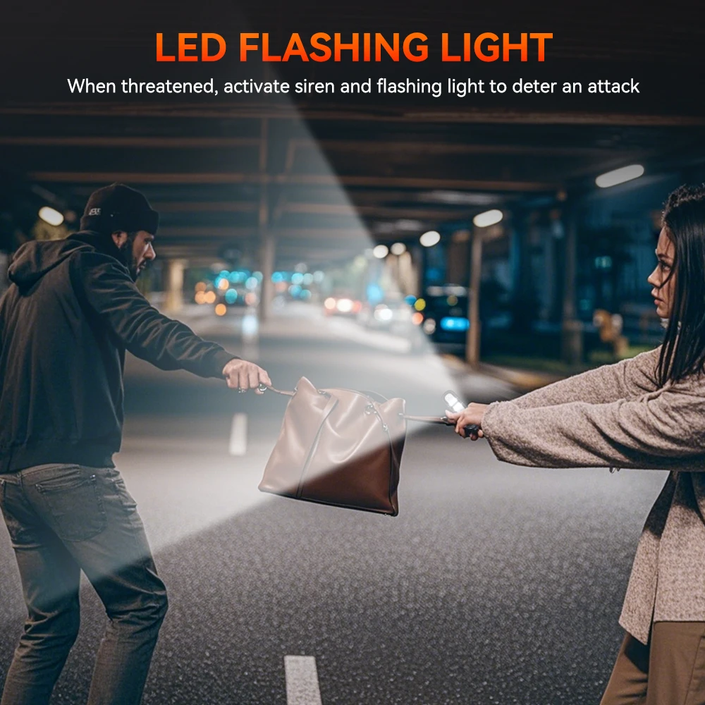 Camluxy 130dB Safety Self Defense Alarm Type-C Rechargeable Personal LED Emergency Night Light Key Chain Night Running