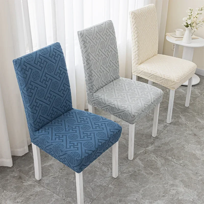 Jacquard Chair Cover for Dining Room Stretch Jacquard Dining Chair Cover Slipcover Elastic Spandex Kitchen Chair Cover 6