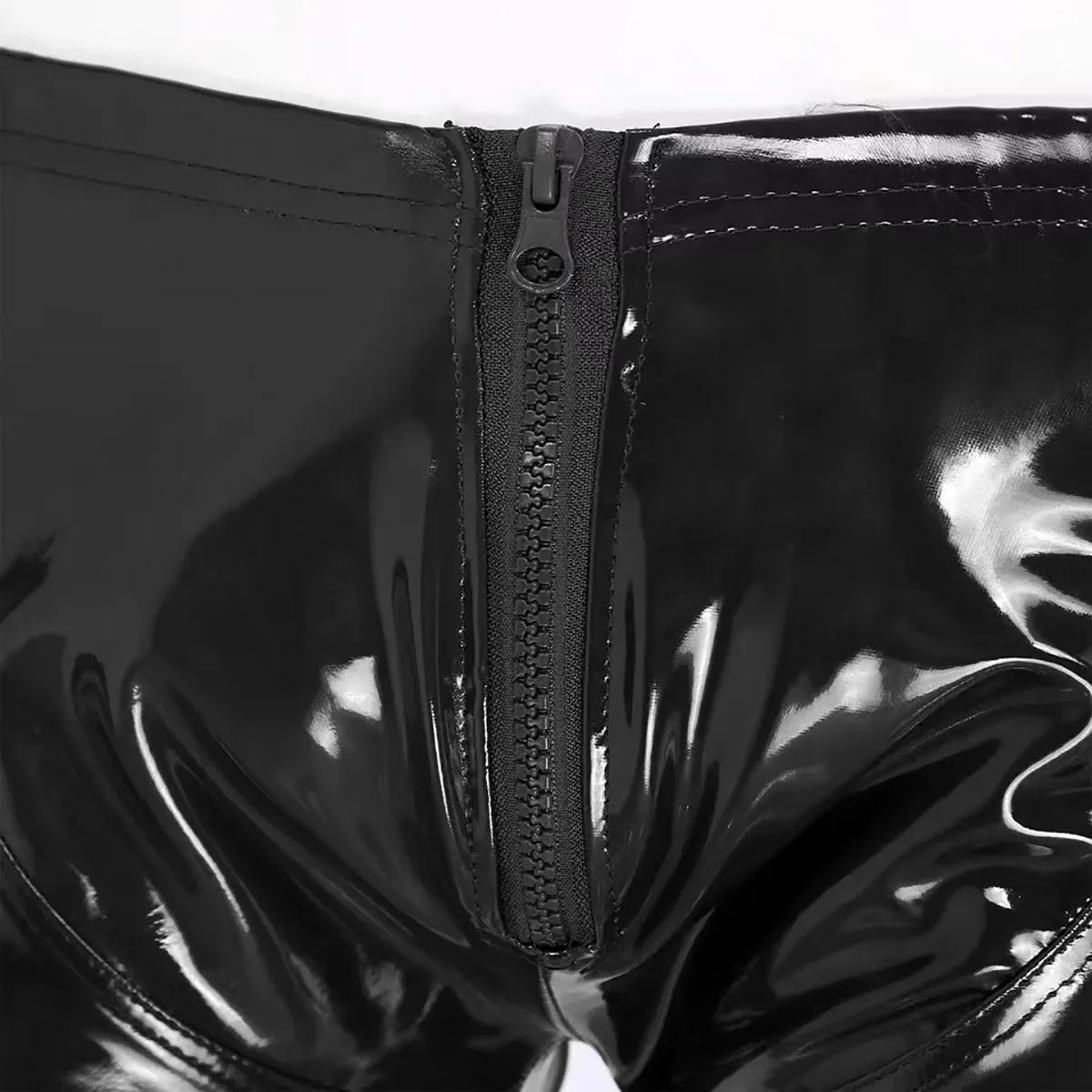 Men underwear 5XL Mens Sexy Open Crotch Leather Short Pants For Sex Latex Shaping Sheath Fetish Boxer Leather Underpants Bulge Pouch Sexi