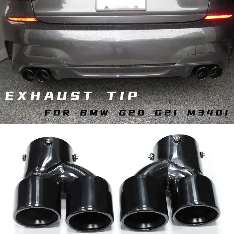 

Quad Car Exhaust For BMW G42 M240i Carbon Fiber Exhaust Tip For BMW G22 G26 M440i 2020+ M Sport Muffler Tip Tailpipe Nozzle