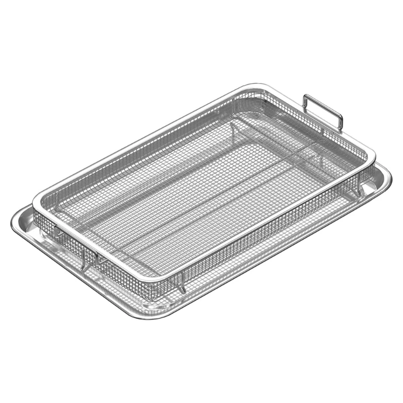 New Extra-Large Air Fryer Basket for Oven Stainless Steel Crisper Tray Non-stick Mesh Roasting Basket for Fries/Bacon/Grill