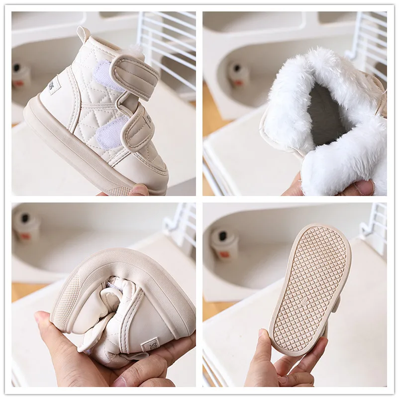 Warm Winter Kids Ankle Boots Plush Lining Non Slip