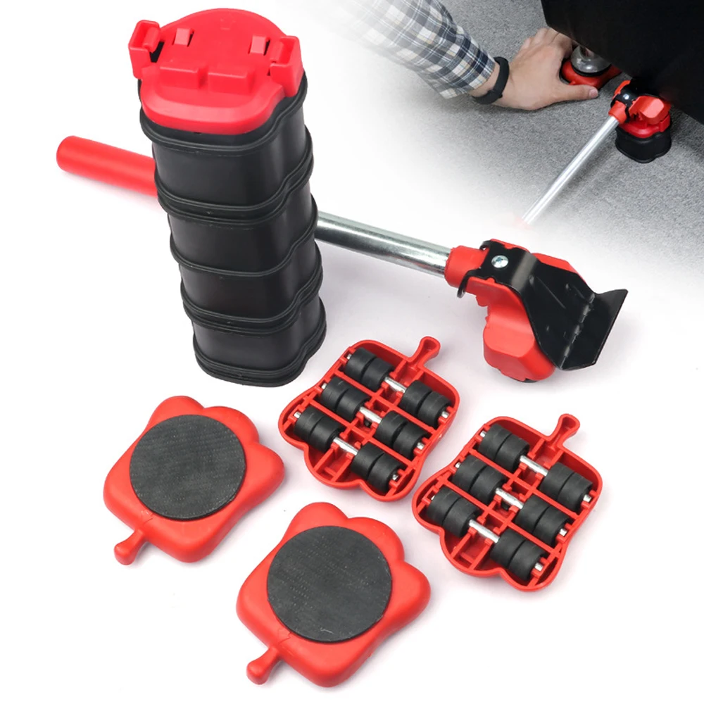 

Heavy Duty Furniture Lifter Transport Tool Furniture Mover Set 4 Move Roller 1 Wheel Bar For Lifting Moving Furniture Helper