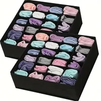 1Pc 24-Cell Collapsible Sock Organizer for Socks Underwear Ties Accessories Foldable Mold-Resistant Fabric Storage Box Divider 2