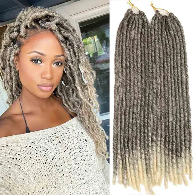 Synthetic Crochet Braiding Hair Extensions Dreadlocks Ombre Brown Colored X-TRESS Soft Straight Faux Locs Braids Hair For Women P4/613