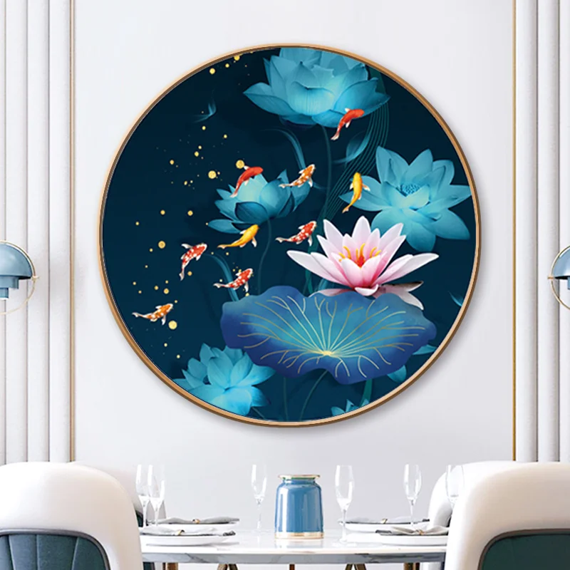 

Lotus Carp ​​Pattern DIY Cross Stitch Complete Kits Printed Canvas Embroidery Set Cotton Thread Needlework Home Decoration