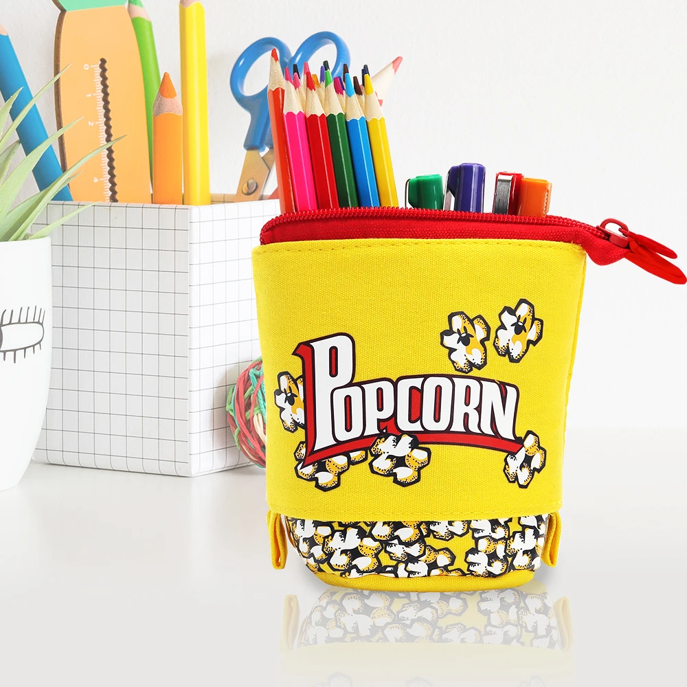 Pencil Case Standing Telescopic Pencil Holder Kawaii Stand Up Spacious Pouch Portable Bag for School