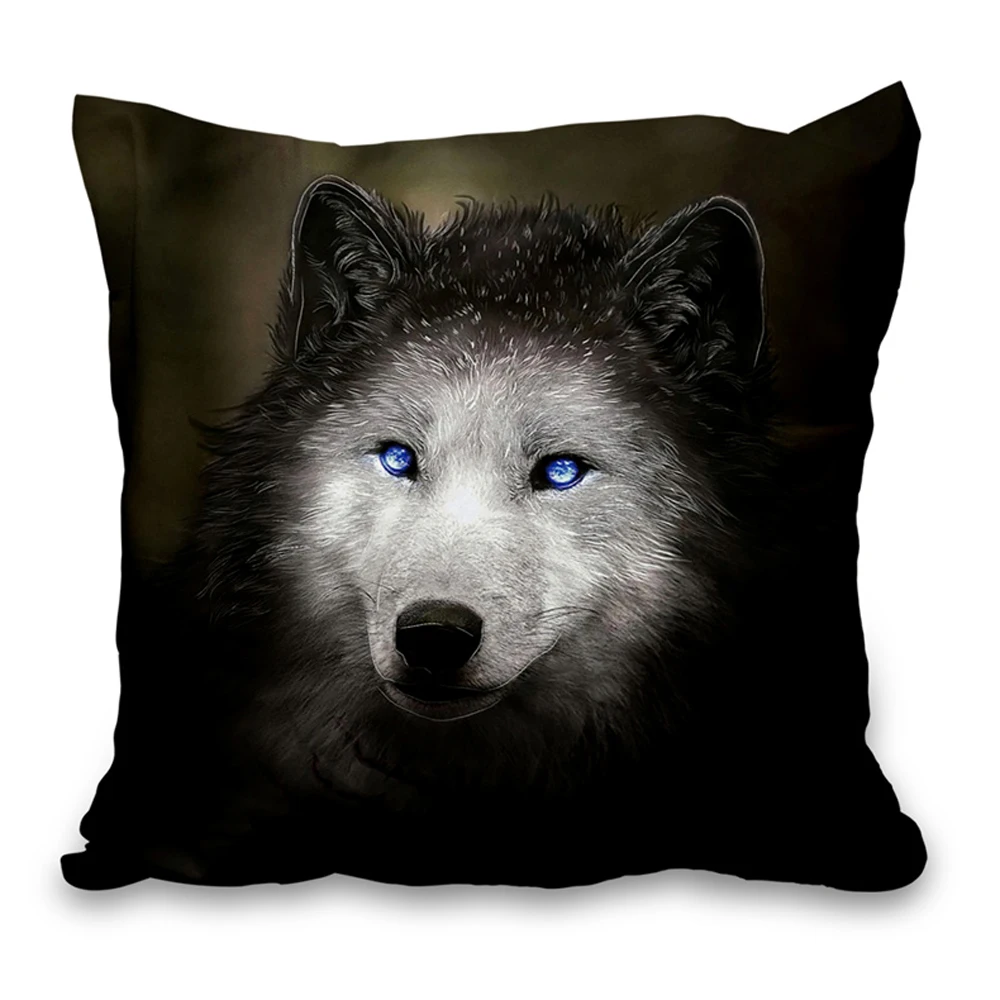 

Wolf Cow Velvet Decorative Pillow Case Flower Animal Cushion Covers Home Throw Pillows Sofa Room Car Pillowcase Decor