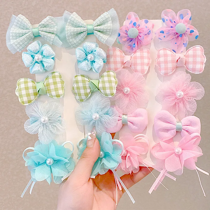 Children's Hairpin Princess Little Girl Sweet Mesh Broken Clip Cute Baby Does Not Hurt Hair Headdress Suit hair clips hair accessories