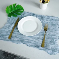 Semi-Sheer Gauze Table Runner Sage Cheesecloth Table Setting Dining Vintage Wedding Party Christmas Banquets Arches Cake Decor 6
