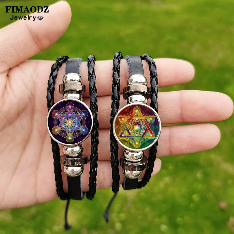 beha Syndicaat Monument Metatron Kubus Armband Voor Mannen Vrouwen Sri Yantra Poster Charm  Handwoven Lederen Armbanden Bangle Geometrie Spirituele Sieraden| | -  AliExpress